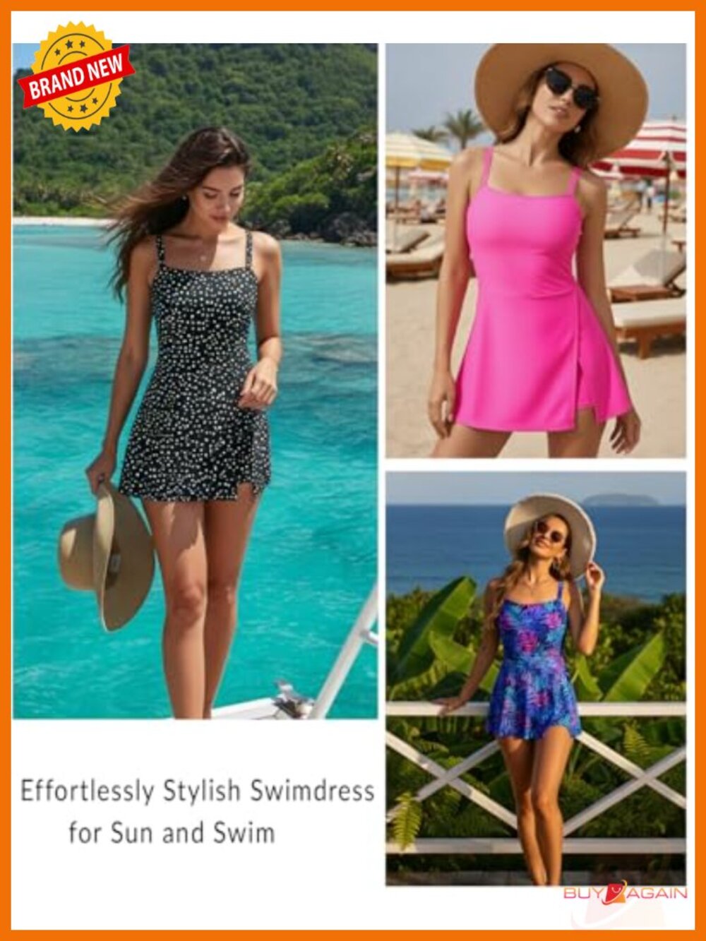 One Piece Swimdress with Tummy Control - Full Coverage Skirted Bathing Suit - Picture 2 of 5